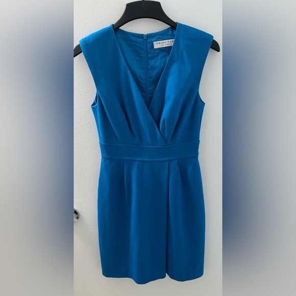 Trina Turk Dress - Women's 4 Blue - Sleeveless V-Neck Sheath - Picture 5 of 8